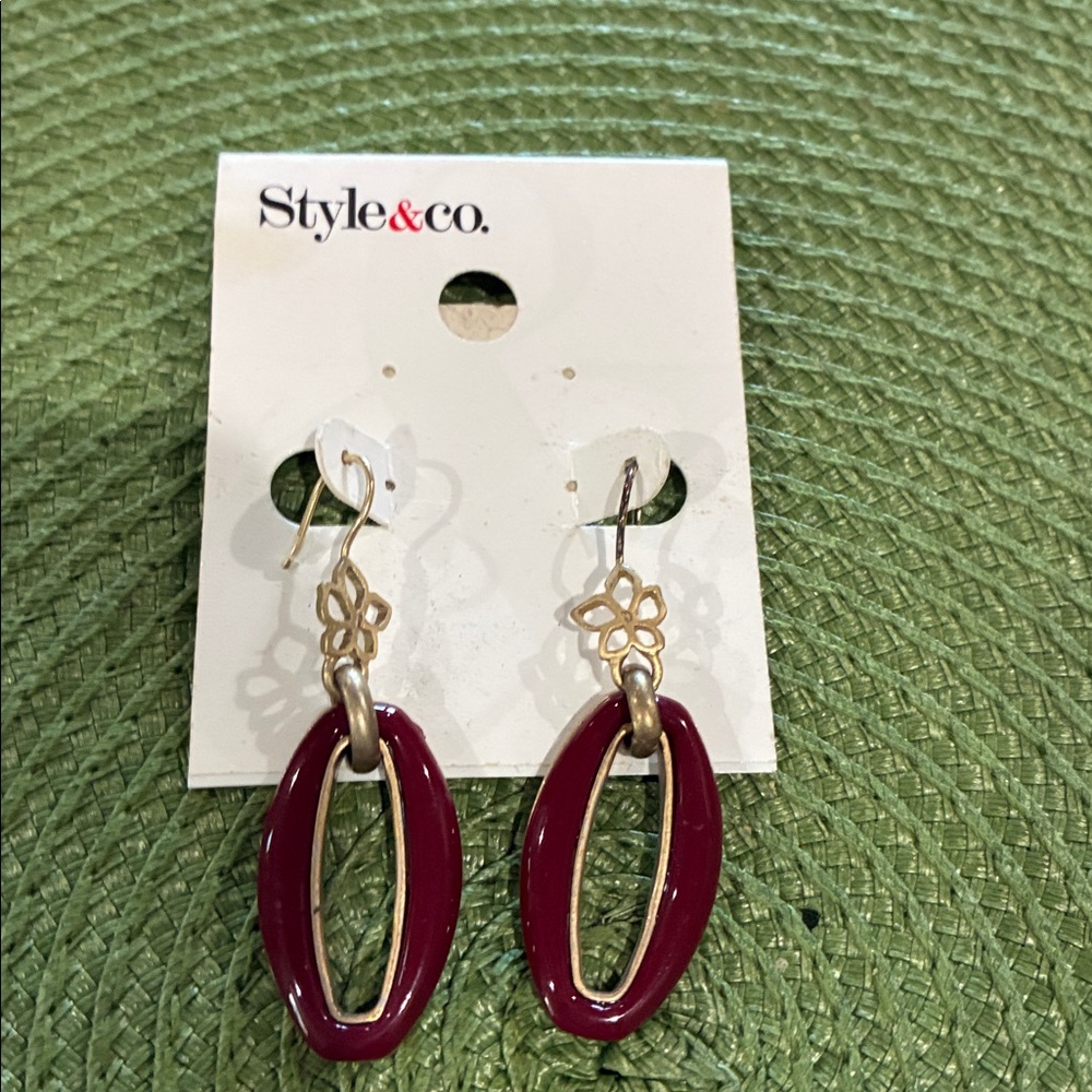 Style & Co. Gold Floral Oval Earrings